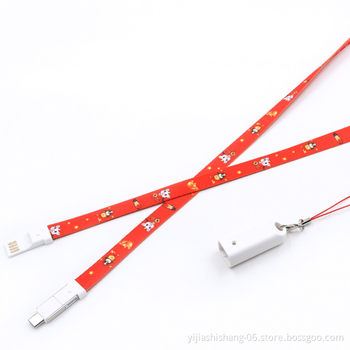 Yijiashishang 2020 New Lanyard USB 3 in 1 Cable For Phone Charger Lanyard Charger Cable 3 in 1